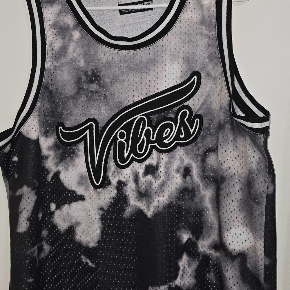 Rebel Minds Vibes Mesh Tank Top Black White Tie Dye Size 3XL